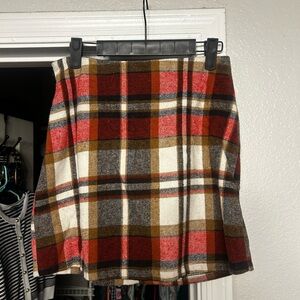 Plaid Women's Skirt in Red and Brown